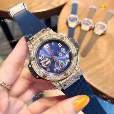 Hublot Big Bang Tutti Frutti Blue Dial Rose Gold diamond Watches - Best Copy